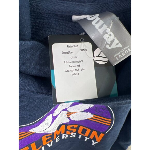 Outray Clemson University Size Large Hoodie Textured Navy Graphic Logo College - Picture 6 of 7